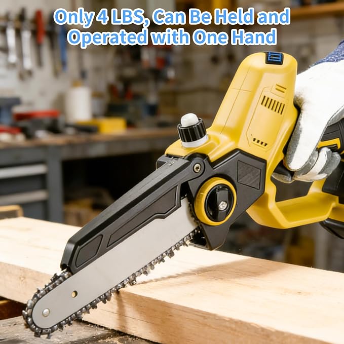 Mini Chainsaw Cordless, 8 Inch Electric Chain Saw with 2 Pack Rechargeable Batteries, Battery Powered, Easy to Use & Maintain, for Cutting Thick Branches, Wood Cutting, Tree Trimming