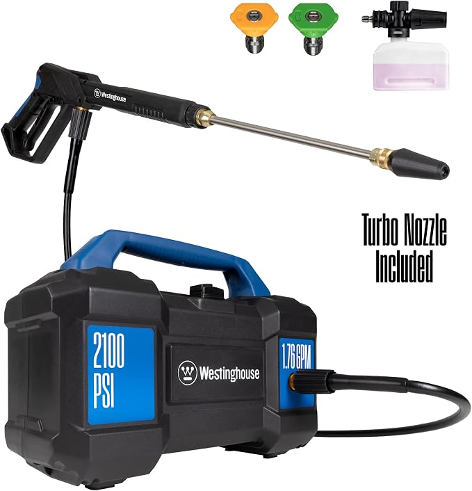 Westinghouse ePX3100v Electric Pressure Washer, 2100 Max PSI 1.76 Max GPM, Built-in Carry Handle & Universal 15” Pressure Washer Surface Cleaner Attachment