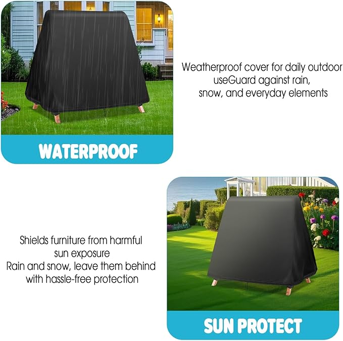 Outdoor Swing Cover,Waterproof Porch Swing' Covers,Patio A-Frame Protector for Glider Hammock,Windproof and Sun-Protect with Drawstring and Buckles(Custom Size)