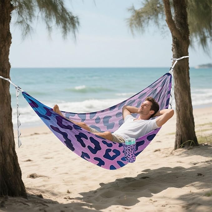 Leopard Print Pattern 330lb Capacity Outdoor Hammocks with Portabl Carry Bag Hanging Hammock for Patio Backyard Lounge Base hamaca para adultos