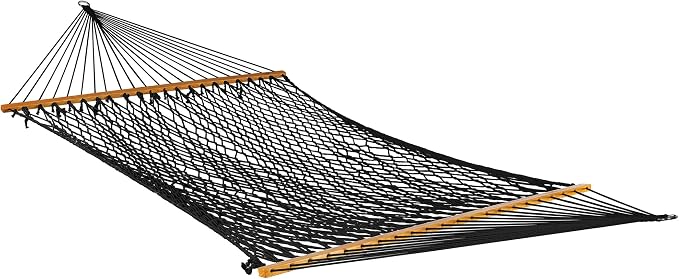 Bliss Hammocks BH-410BK Classic Rope Hammock with Spreader Bar, Black, 80"L x 60"W
