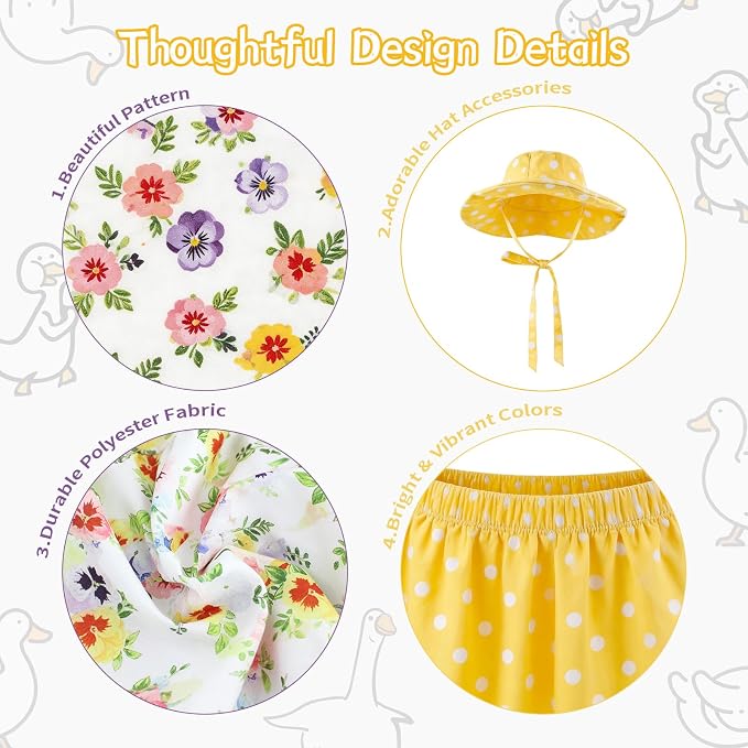 23 Inch Porch Goose Outfits 2 Pack, Summer Goose Clothes with Floral Dress, Hat, Bikini Set, Sun Hat and Heart Sunglasses for Cement Goose Statue Yard Garden Decor