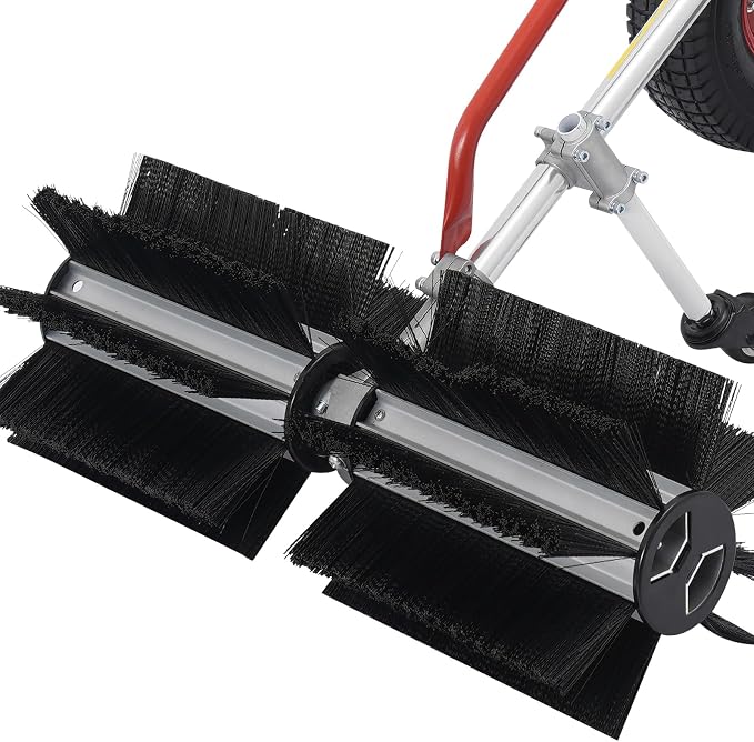 4-Stroke Lawn Sweeper, 37.7CC 1KW 2.3HP Gas Powered Hand Push Sweeper Lawn Brush Sweeper Hand Held Gas Power Broom Manual Floor Standing Sweepers w/0.17Gal Fuel Tank for Yard Farms Parks (37.7CC)