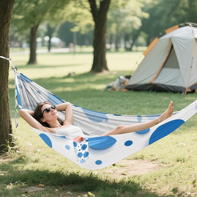 Irregular Blue Dots 330lb Capacity Hammocks for Camping Fabric Hammock for Outside Patio Backyard Poolside Base para hamaca