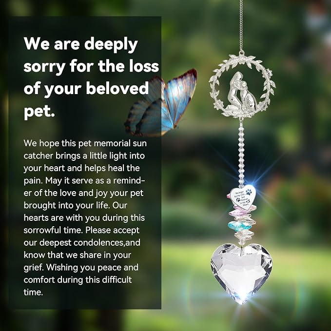 Dog Memorial Suncatcher, Loss of Dog Sympathy Gifts, Dog Remembrance Gift | Holding My Dog as Reminder of Loyal Friend, Pet Loss Crystal Suncatcher