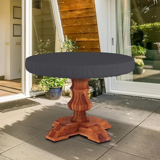Seal Skin Covers Outdoor Round Table Top Cover, Heavy-Duty Elite PVC Waterproof & UV-Resistant Material, All-Weather Protection for Patio Furniture (Black, 44"Dia x 4"H)