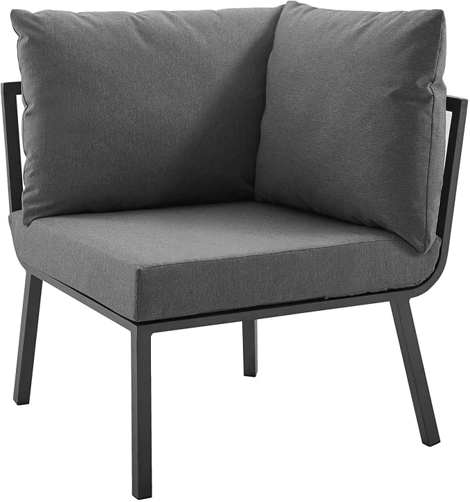 Modway Riverside 5 Piece Outdoor Patio Aluminum Set in Gray Charcoal