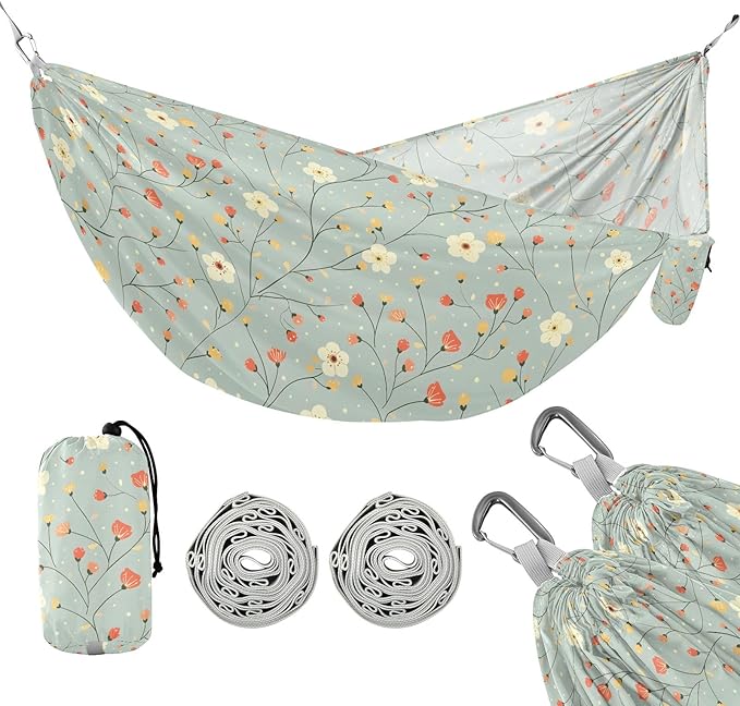 Camping Hammock Outdoor Hammocks for Outside Cute Flower Japanese Beach Trees Portable Lightweight with Pockets Tree Straps Indoor