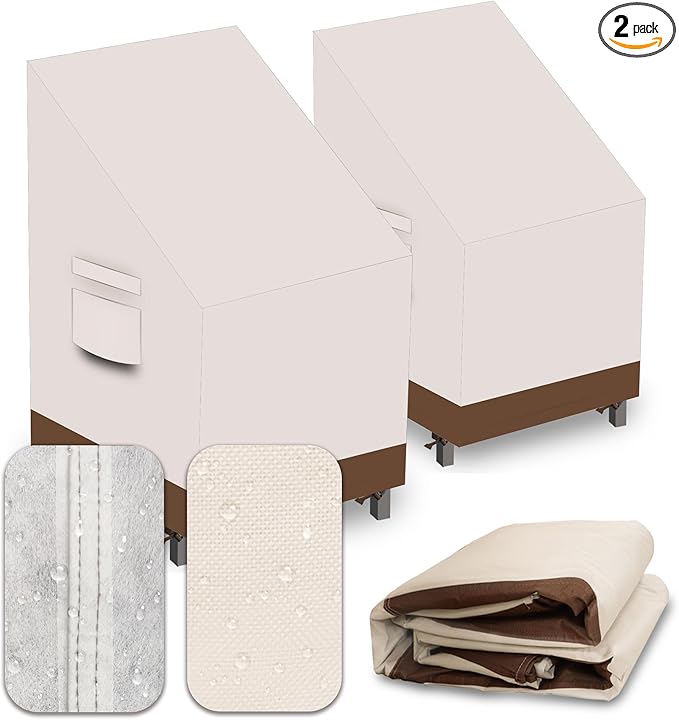 Heavy Duty Patio Chair Covers Waterproof Outdoor, 2 Pack 600D Patio Furniture Covers for Outdoor Rocking Swivel Adirondack Chairs, Lounge Deep Seat 30'' W x 34''D x 28''H/ 38.5''H Beige Brown