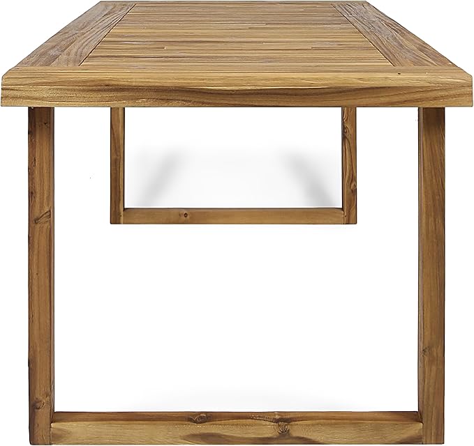 Christopher Knight Home Harly Acacia Wood Patio Dining Set for 6, Solid Wood Outdoor Dining Table Set for 6, 7 Piece Outdoor Dining Set with Rectangular Table and Wicker Backrest, Teak+Cream