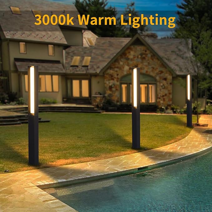 Landscape Path Light, 71" Modern Outdoor LED Pathway Lights, IP65 Waterproof Bollard Lighting for Yard, Driveway, Lawn, Courtyard & Garden Decoration