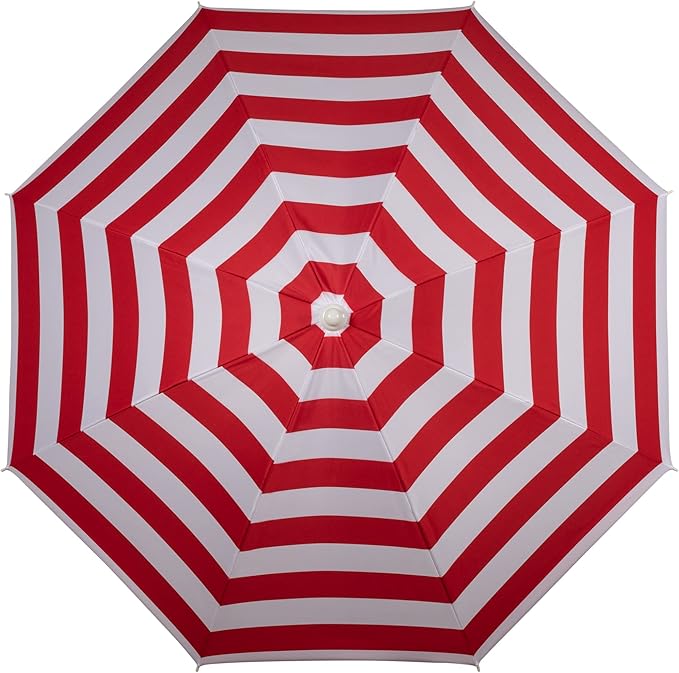 PICNIC TIME 5.5 Ft Portable Beach Umbrella, Lightweight UV Protection Sunshade with Tilt Pole & Carry Bag, Outdoor Canopy Umbrella for Beach, Sand, Pool, Patio, Camping, Travel, or Backyard Shade, (Red & White Cabana Stripe)