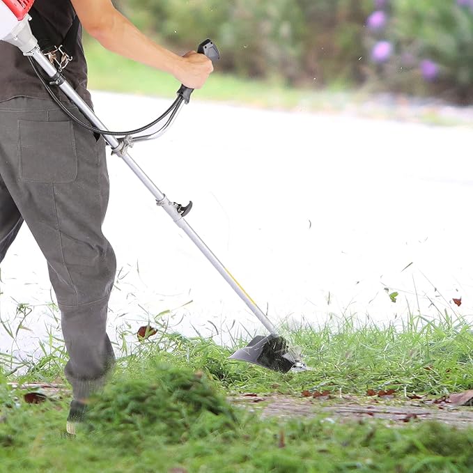 COOCHEER 58cc Weed Wacker, 4 in 1 Brush Cutter Gas Powered, 2-Cycle String Trimmers Gas Brush Cutter Straight Shaft Gas Grass Trimmer for Lawn and Garden Care Trimming, Red