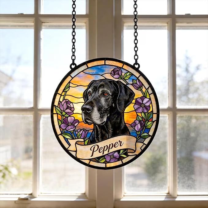 Personalized Pet Memorial Suncatcher Dog Cat, Pet Memorial Suncatcher, Custom Pet Loss Suncatcher, Gifts for Dog Lovers