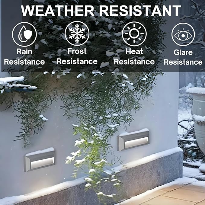 ZONK LED Outdoor Indoor Stair Lights, Line Voltage 110-240V 2W Landscape Pathway Step Light, 9Inch Non-dimmable 4000K IP65 Waterproof Stairway Lighting, Deck Lights, Retaining Wall Lights, 3 Pack