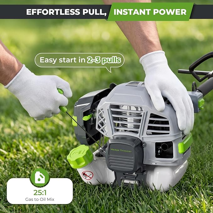 36CC Gas Hedge Trimmer, 2-Stroke Pole Hedge Trimmer with 27.5Inch Cutter Bar, Double Reciprocating Blades, 270° Rotatable Cutting Head, Hedge Trimmer Gas Powered for Bushes, Hedges and Garden Trimming