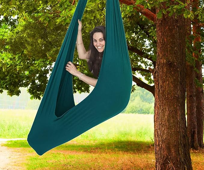 Sensory Swing for adults Indoor kids Therapy Swing Calming Snuggle Hammock durable soft strong fabric swing Best suited for children with SPD Autism and Asperger ( Color : Dark green , Size : 1.5M x 2