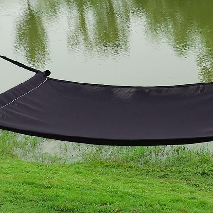 Portable Polyester Hammock with Wooden Sticks Sturdy Outdoor Camping Multi-Purpose Portable Tree Hanging Hammock Comfortable(Grey)