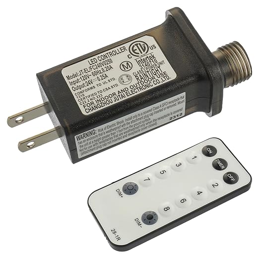 24V 6W 8 Mode LED Controller with Memory Function and IR Remote Control Low Voltage Transformer for Holiday String Lights,not Fit for 8 Mode with Control Box and 1 Mode String Light(1 pcs)
