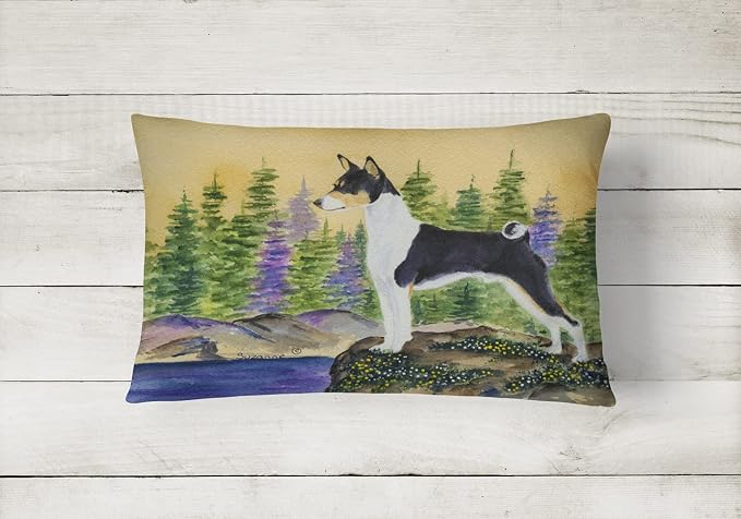 Caroline's Treasures SS8201PW1216 Basenji Canvas Fabric Decorative Pillow Machine Washable, Indoor Outdoor Decorative Pillow for Couch, Bed or Patio, 12HX16W