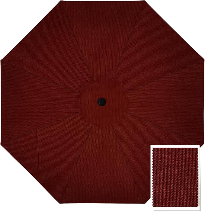 MASTERCANOPY 5-Year-Non-Fading Olefin 9FT Patio Umbrella Replacement Canopy for 8 Ribs- Dark Red Canopy Only