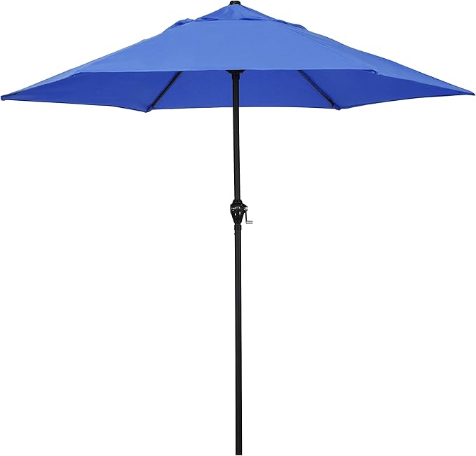 Sunline 9 ft Patio Umbrella with Crank & Push Button Tilt, Outdoor Market Umbrella with UV Protection & Wind Vent, Metal Frame for Deck, Pool & Table, Pacific Blue