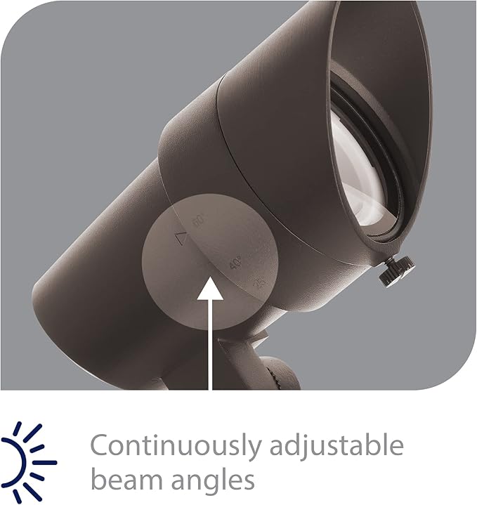 WAC Landscape Lighting, LED 12V Medium Size Accent Light with Adjustable Beam Angle and Integral Brightness Control 50-1300 Lumens 3000K Warm White Built-in LED in Bronze