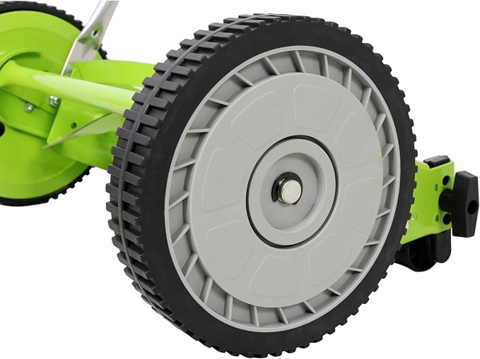 14 Inch Eco-Friendly Push Reel Lawn Mower, Manual Grass Cutter for a Quiet, Clean Cut - Green Non-Powered Mower Perfect for Small Lawns, Patios & Eco-Conscious Gardeners