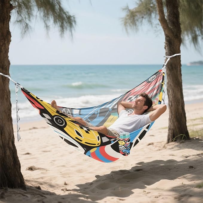 Colorful Cartoon Cute Racing Car 330lb Capacity Outdoor Hammocks Indoor Hammock for Indoor Outdoor Patio soporte para hamacas para adultos