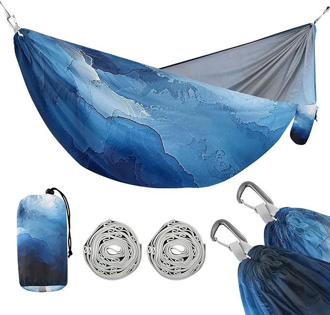 Blue Gradient 330lb Capacity Hammocks with Tree Straps Cloth Hammock for Camping Travel Accessories Base para poner hamaca
