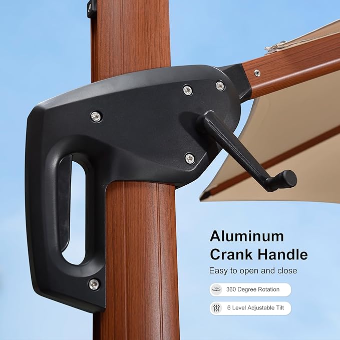 PURPLE LEAF 10' X 13' Double Top Deluxe Wood Pattern Rectangle Patio Umbrella Offset Hanging Umbrella Outdoor Market Umbrella Garden Umbrella, Navy Blue