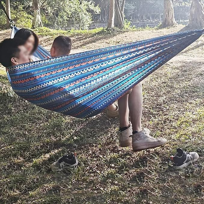 Camping Hammock Bed Double & Single Hammock Portable Nylon Parachute Hammocks Swing for Indoor Outdoor Garden Hiking Travel Backpacking Hammock Swing (Color : B)
