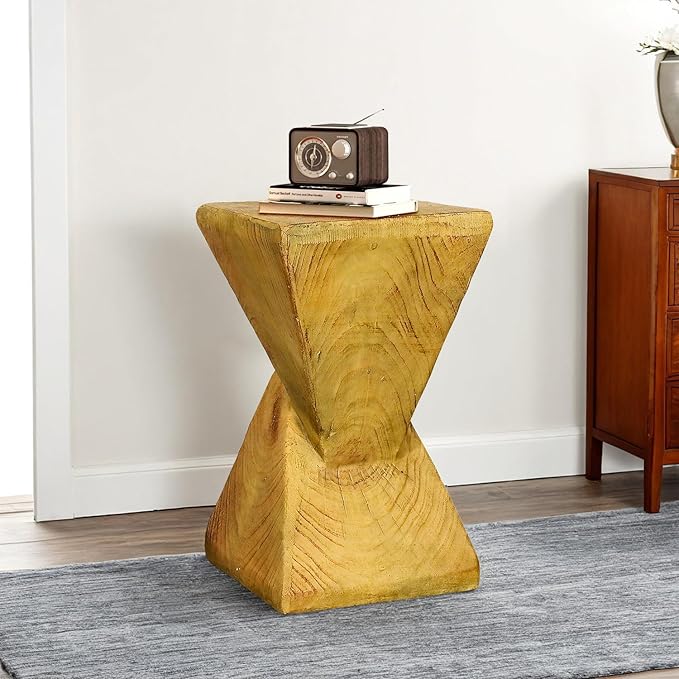 Stylish 19.6" H End Table Adding a Touch of Modern Charm to Your Porch, Patio, Garden – Decorative Concrete Side Table for Living Room or Bedroom