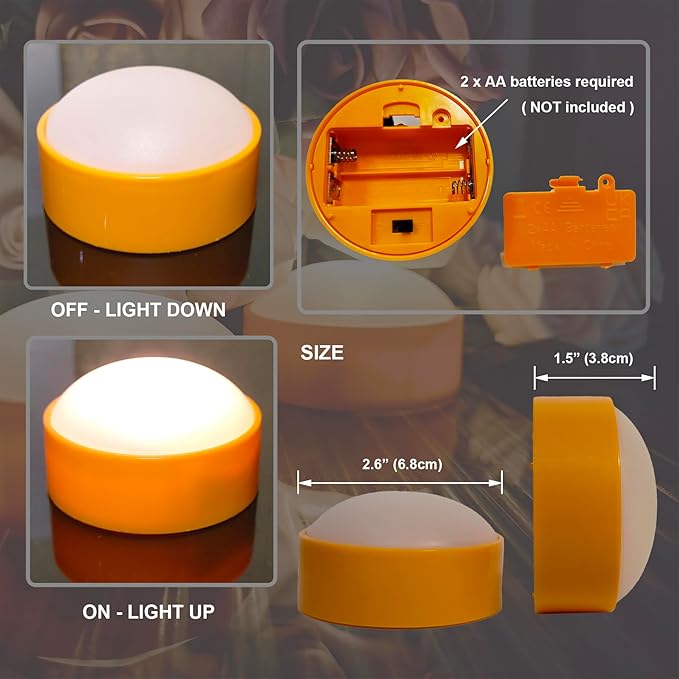 2 PCS Halloween Pumpkin Lights with Remote and Timer Battery Operated LED Bright Flickering Flameless Candle Set Bulk for Jack-O-Lantern Décor Halloween Party Home Spooky Decorations, Orange Color