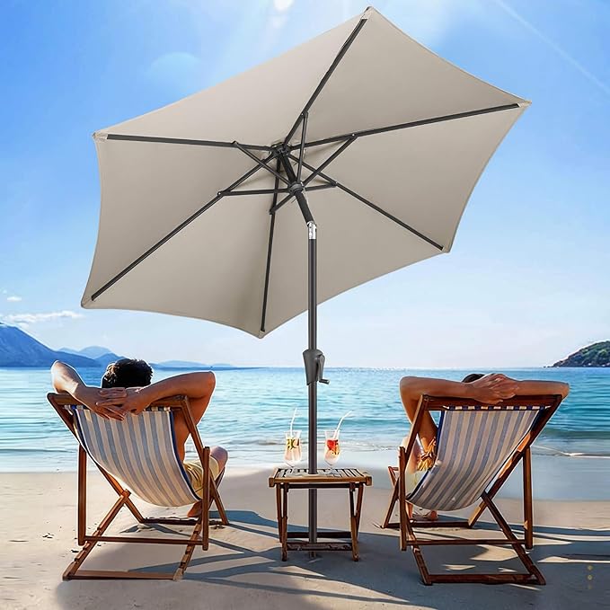 7.5FT Outdoor Patio Umbrella - Table Umbrella Waterproof UV Protection, Sombrillas de Patio with Push Button Tilt, Sun Umbrella for Pool, Porch, Garden, Deck, Backyard (Taupe)
