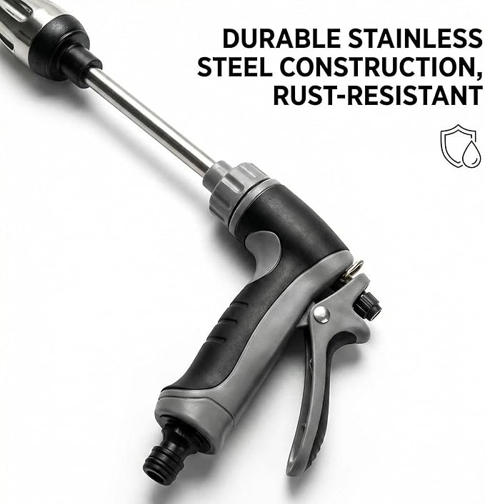 Pressure Washer Gun, Cordless Power Washer, Durable Stainless Steel, 360° Rotating for Three Spray Modes, Universal Compatibility