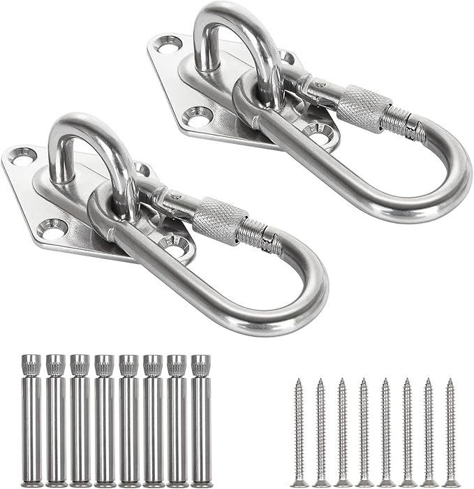1100 lb Heavy Duty Hammocks Hooks, 2 Pcs M8 Yoga & Brazilian Hammock Hanging Kit for Hammock Stands, Ceiling Hook for Hammocks Hanging Kit, Swing Hanging, Wall/Ceiling Mount, Indoor & Outdoor