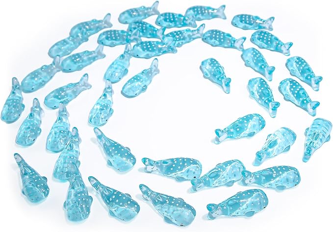 40Pcs Blue Whale Shark Resin Statue, Mini Sharks for Terrarium Decor, Garden Landscapes, Moss Scenes, Desk Miniatures, Whale Shark Decor Resin Art, Miniature Animal Figure Collectible