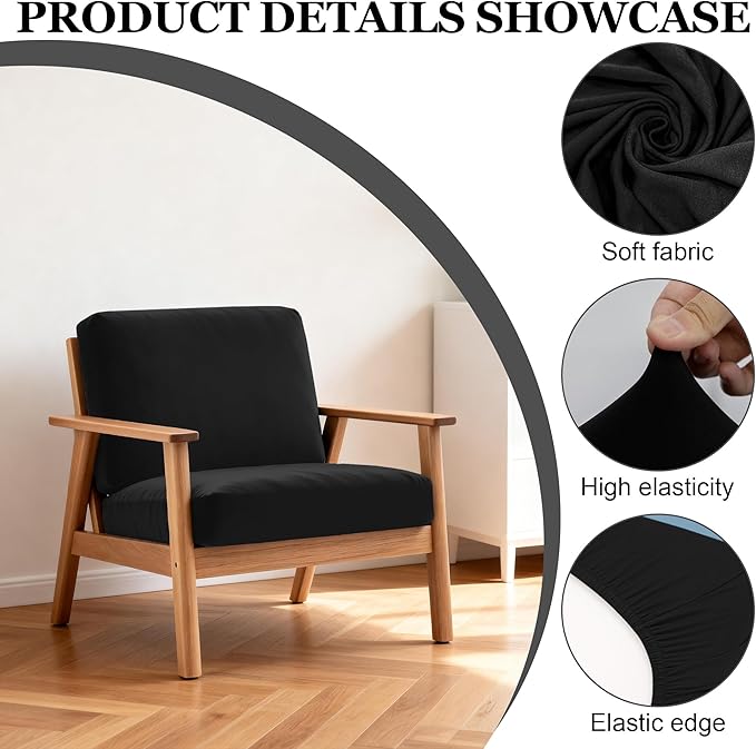 BIETYONE 4Pcs Patio Stretch Cushion Covers,Outdoor Sofa Replacement Cover Slipcovers for Patio Furniture Cushion Covers, Washable Reusable Furniture Protector