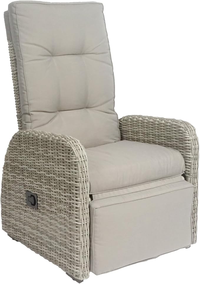 Elle Decor Vallauris Patio Outdoor Furniture Collection, Premium All Weather Wicker, 3 Piece Reclining Set, Gray