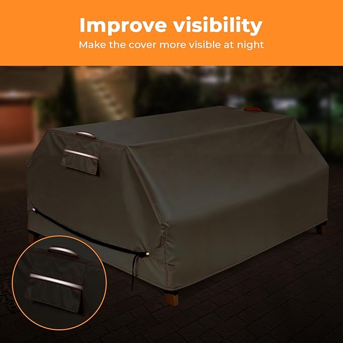 Patio Picnic Table Cover Waterproof, 70 / 72 Inch Patio Picnic Table Bench Cover, Heavy Duty 420D Oxford Fabric Anti UV Windproof with Adjustable Straps Air Vent, Fits 6 FT Picnic Tables, Khaki