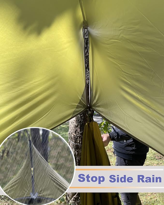 Sunyear Camping Hammock with Rain Fly and Net - Outdoor Hammock Accessories-Hammock Tent for Outside-Keep Side Wind&Rain-Large and Heavy Duty