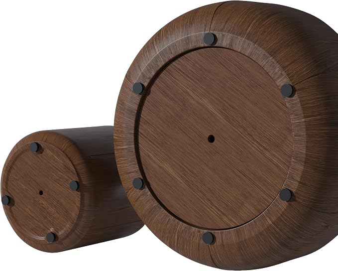 Round Outdoor Indoor Coffee Table Set, 2PC, 35.63" Modern Wood Grain Drum Center Table Set, Sturdy MGO Waterproof, No-Assembly, for Patio, Garden, Backyard, Living Room