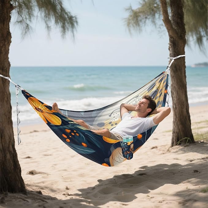 Cute Leopard Dark Academia Style 330lb Capacity Outdoor Hammocks with Portabl Carry Bag Fabric Hammock for Patio Backyard Lounge Base hamaca para Patio Exterior