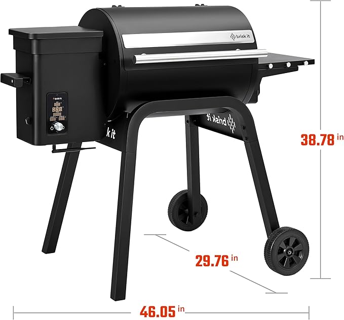 Brisk It Zelos-450 Electric Wood Pellet Smoker Grill – A.I. Smart BBQ Grills with WiFi, 450 sq.in Cooking Area, 7-in-1 Outdoor Grill & Smoker, PID Controller (Up to 500°F), Meat Probe