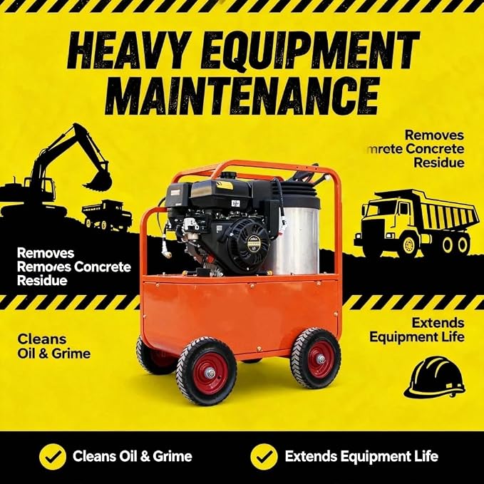 Hot Water Pressure Washer 4000PSI 4GPM,420cc 13.5HP Gas Engine with AR Pump, Commercial Heavy-Duty Power Washer for Trucks, Machinery, Concrete, Industrial Grease (Orange)