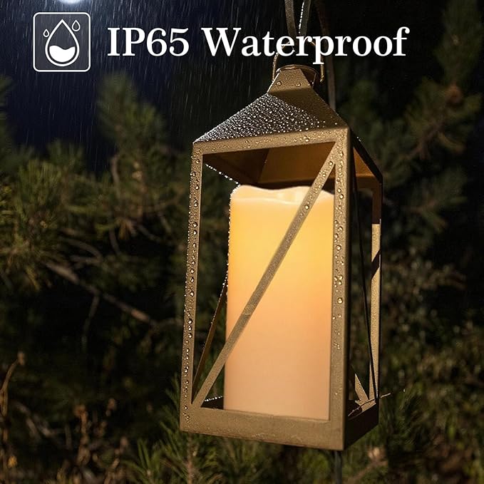 Outdoor Candles with Timer Waterproof, 10” x 4” & 8” x 4” Set of 2 Waterproof Candles with Remote, Large LED Pillar Battery Operated Candle for Outdoor Outside Lartern Porch Patio Decor
