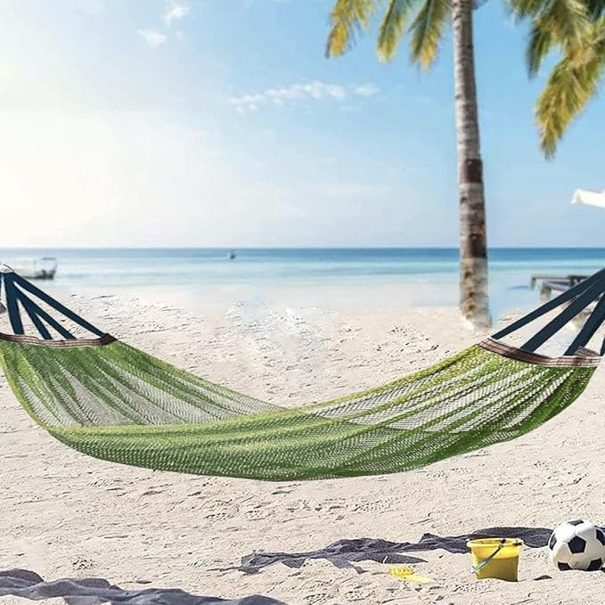 Hammock, Super Soft Breathable Nylon Mesh with Thick Rope, Heavy-Duty 200KG Capacity, Portable Outdoor & Indoor Camping Hammock, Includes Tree Straps, Carabiners & Bag(Army GreenX-Large)