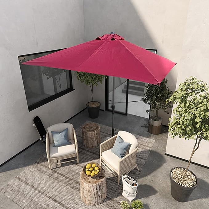250cm against the wall Umbrella Half Rectangular Outdoor Patio Umbrella with Easy Crank Adjustable Height Without Base for gardens, balconies,patios,apartment terraces,cafes