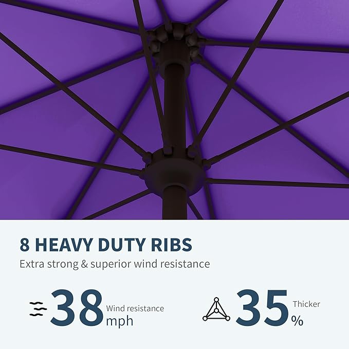 PatioKingdom 11FT Patio Umbrella,Outdoor Umbrella with Push Button Tilt and Crank,Market Table Umbrella with 8 Sturdy Fiberglass Ribs UV Protection